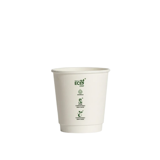 8oz (90mm) Truly Eco® Aqueous Double Wall Paper Cup White - 500/CTN - TEM IMPORTS™