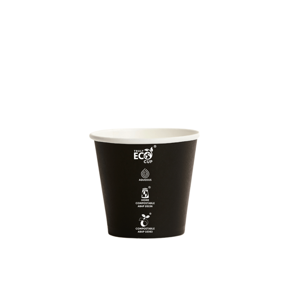 8oz (90mm) Truly Eco® Aqueous Single Wall Paper Cup Black - 1000/CTN - TEM IMPORTS™