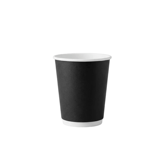 8oz Black Double Wall Paper Coffee Cup - 80mm Rim (Carton of 500) - TEM IMPORTS™
