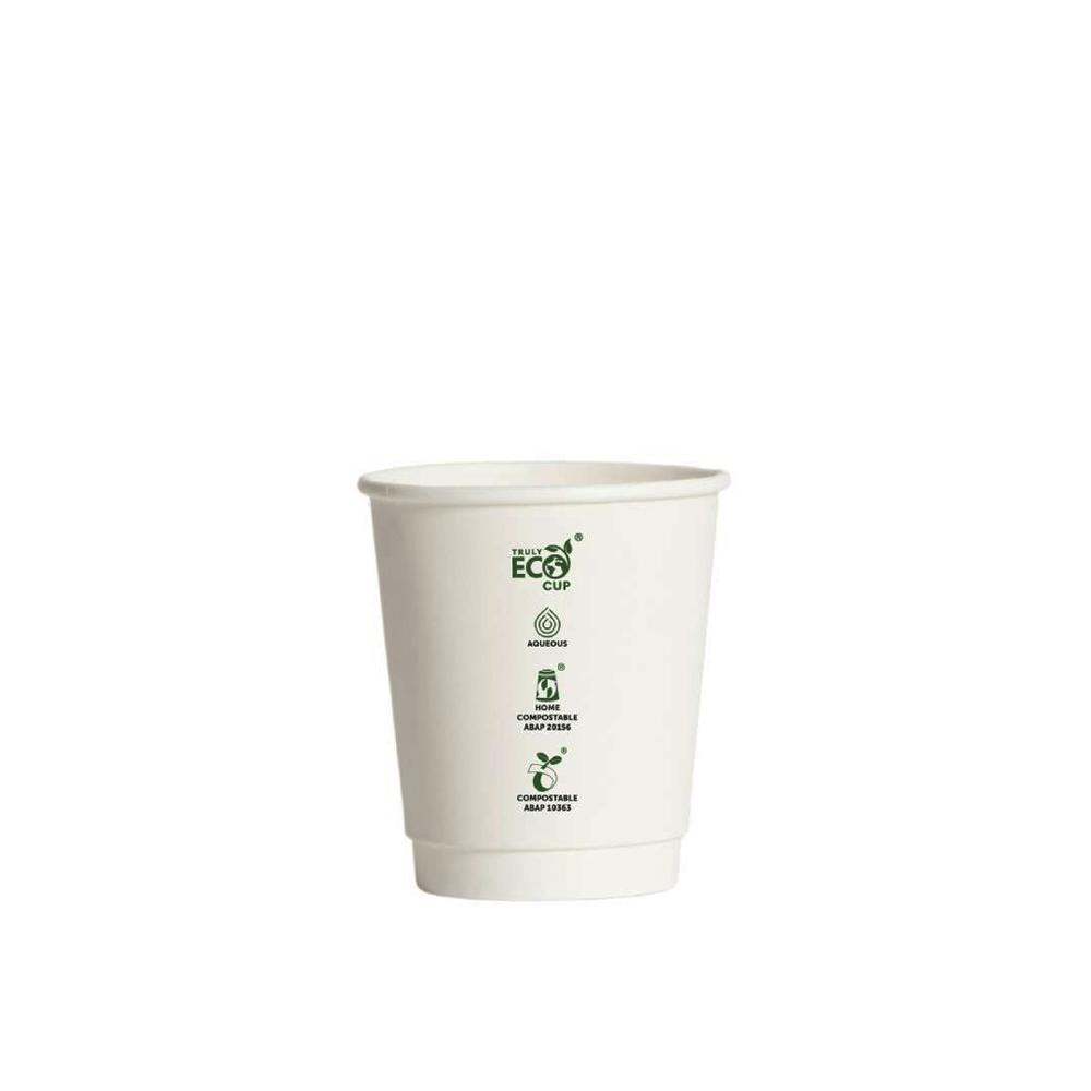 8oz Truly Eco® Aqueous Double Wall Paper Cup White - 500/CTN - TEM IMPORTS™