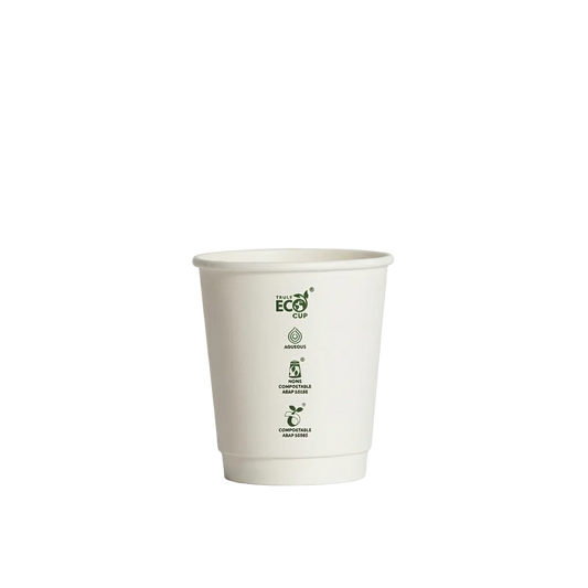 8oz Truly Eco® Aqueous Double Wall Paper Cup White - 500/CTN - TEM IMPORTS™