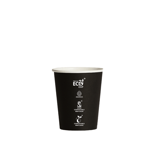 8oz Truly Eco® Aqueous Single Wall Paper Cup Black - 1000/CTN - TEM IMPORTS™