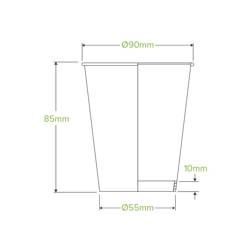 8oz/280mL (90mm) Kraft Green Stripe Single Wall BioCup - 1000pcs/Ctn - TEM IMPORTS™