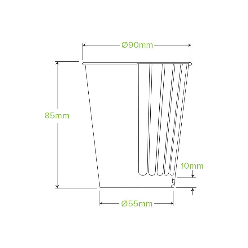 8oz/295mL (90mm) Kraft Green Stripe Double Wall BioCup - 1000pcs/Ctn - TEM IMPORTS™
