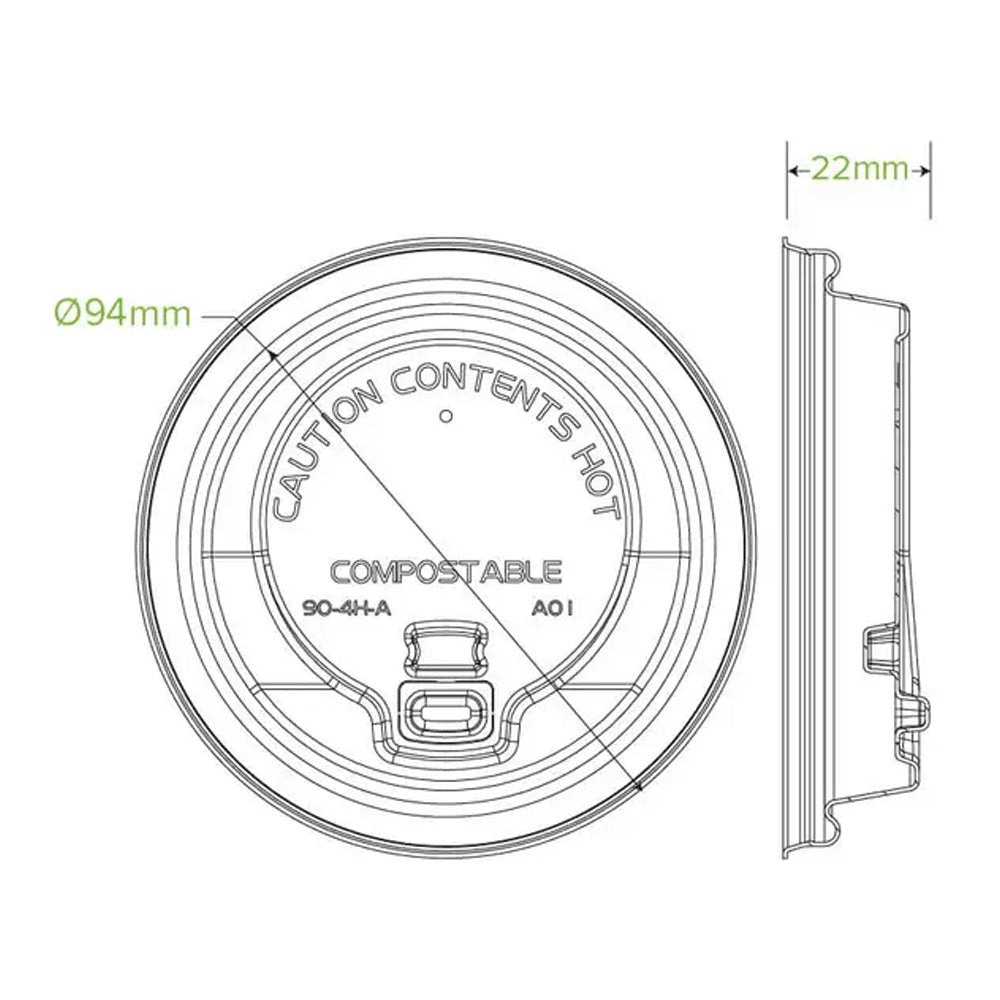 90mm Large White Reclosable Plant Fibre Lid - 1000/CTN - TEM IMPORTS™