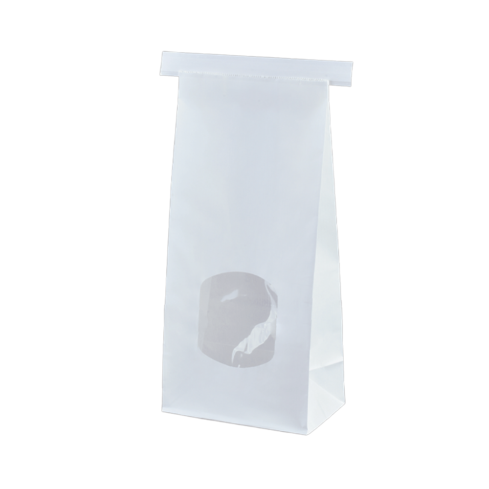 Medium White Window Tin-Tie Paper Bag - 400/CTN