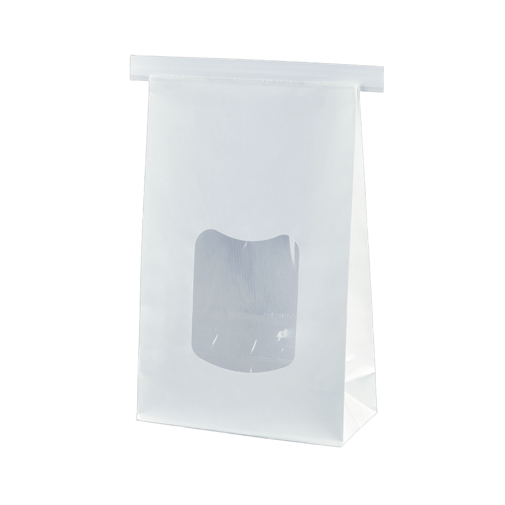 Large White Window Tin-Tie Paper Bag - 400/CTN