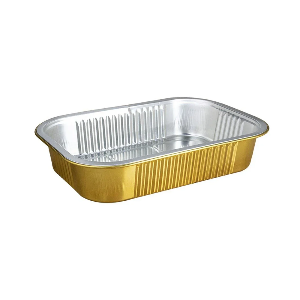 1000mL Aluminium Gold & Silver Seires Pan Rectangular Base - 500/Ctn