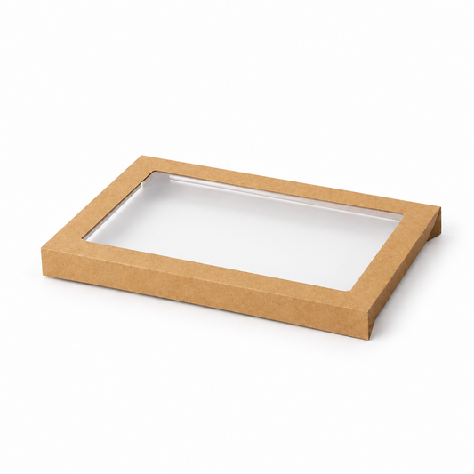 Kraft Rectangle Catering Tray Window Lid - Suit Medium Tray