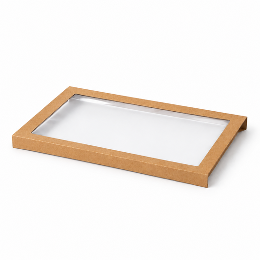 Kraft Rectangle Catering Tray Window Lid - Suit Medium Plus Tray