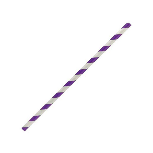 6mm Purple Stripe Flat End Cut Paper Straws – Regular Size (Carton of 2500)