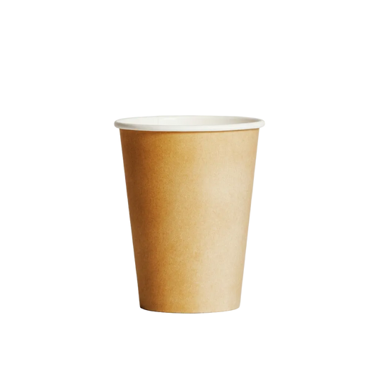12oz Kraft PE-Coated Single Wall Paper Cups - 90mm Rim (Carton of 1000)