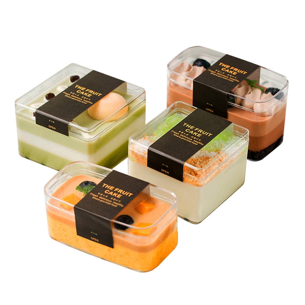 380mL Clear Square Container With Hard Lid