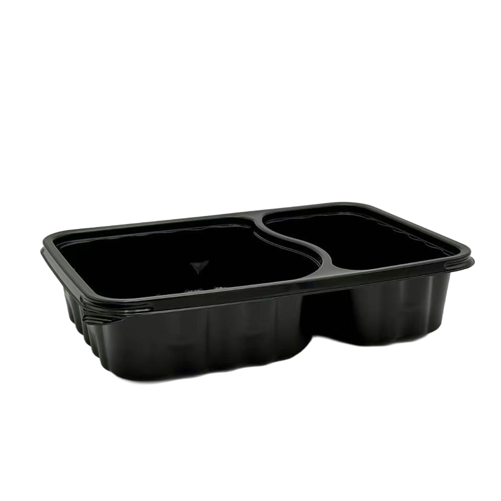 2 Premium Compartment Bento Lunch Box Set Black - 200/CTN