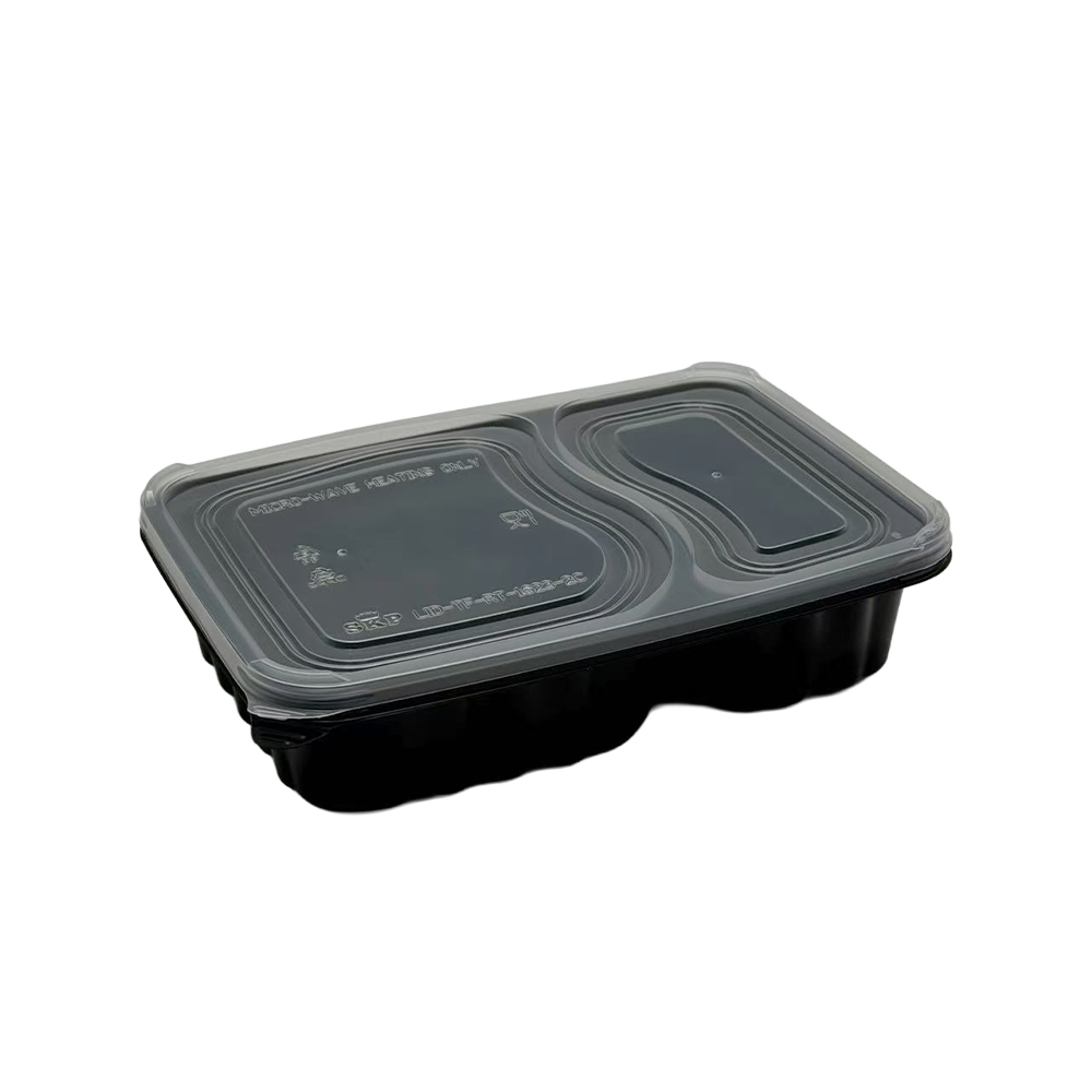 2 Premium Compartment Bento Lunch Box Set Black - 200/CTN