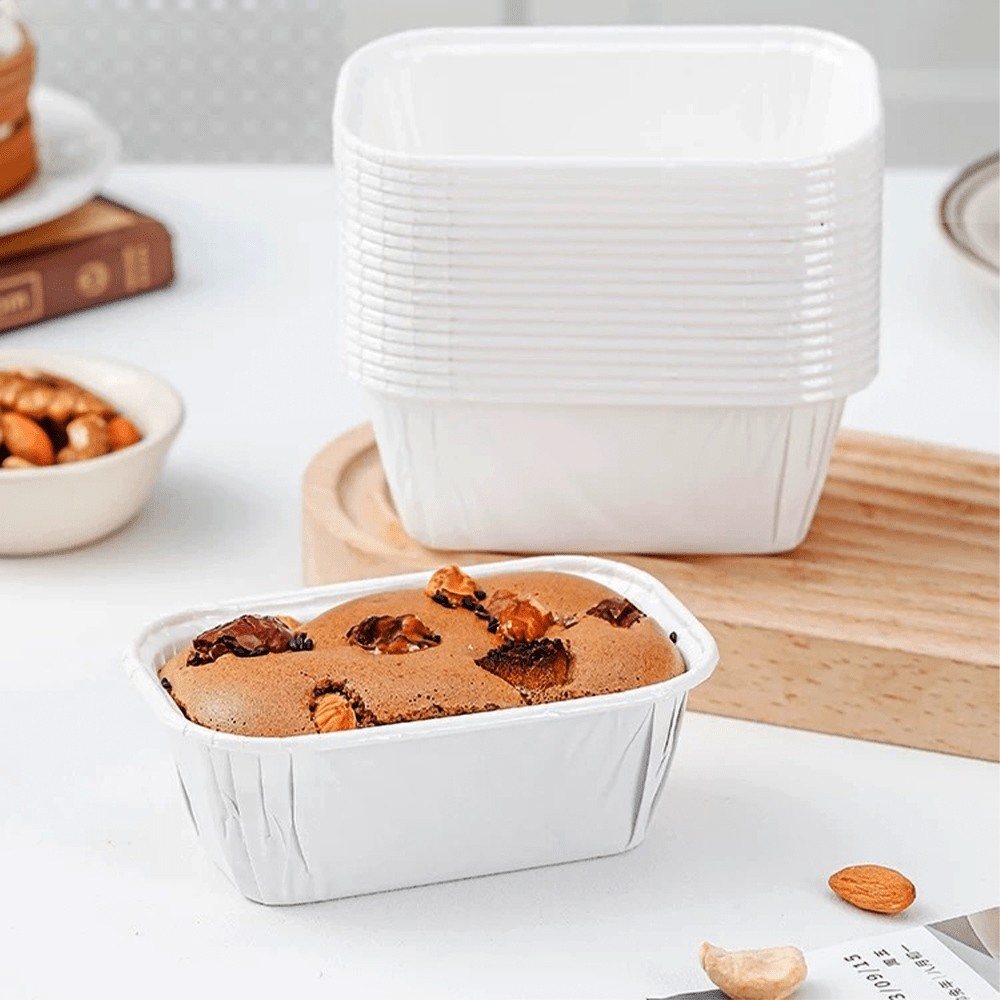Baking Pan Muffin Rectangular Paper Liner Cases - White - TEM IMPORTS™