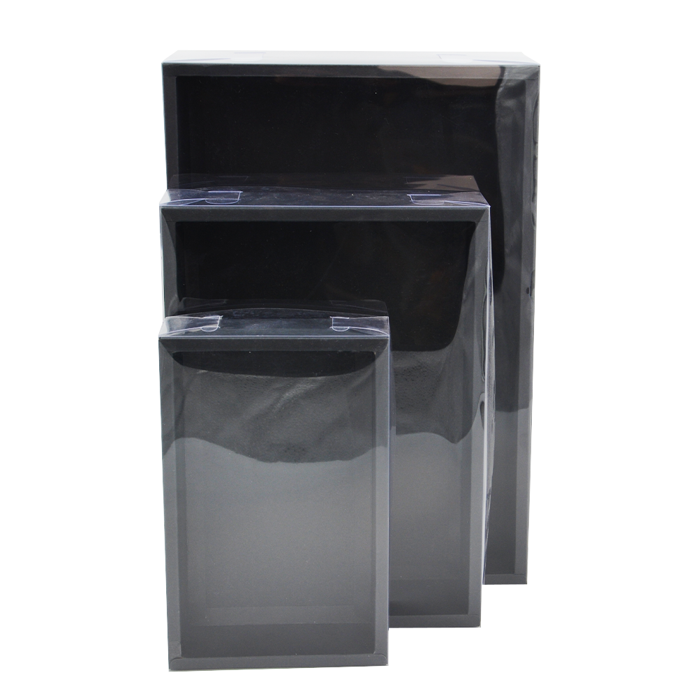 Large Rectangular Black Paper Box With Clear Lid H100 - Pack of 25