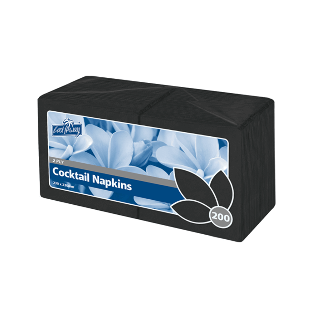 Black 2 Ply Cocktail Napkins - Pack of 250 - TEM IMPORTS™
