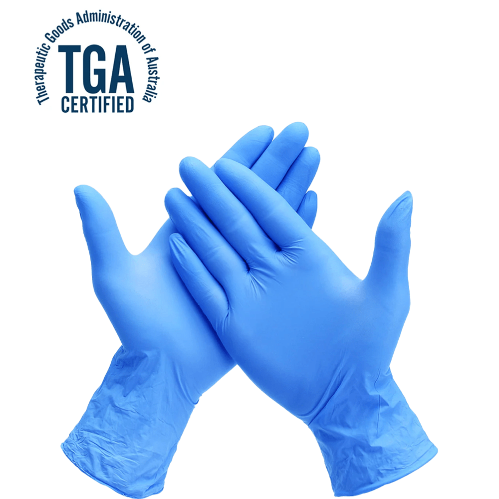 Blue Nitrile TGA Approved Latex & Powder Free Examination Gloves - Medium - TEM IMPORTS™