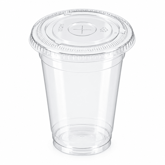 Clear PET 107mm Flat Lid X Slot Hole - Fits PET Cups - TEM IMPORTS™