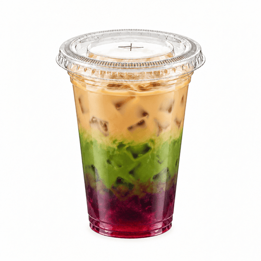 Clear PET 98mm Flat Lid X Slot Hole - Fits PET Cups - TEM IMPORTS™