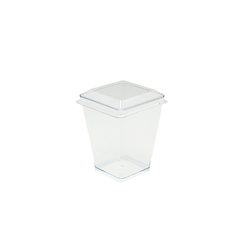 Clear PET Lid To Suit 160mL Square Dessert Cup - TEM IMPORTS™