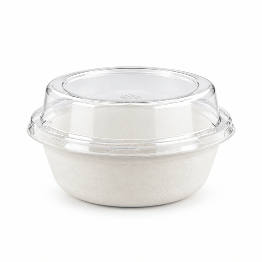 Clear PET Top Hat Lid for 550mL Sugarcane Bowls (Carton of 200) - TEM IMPORTS™