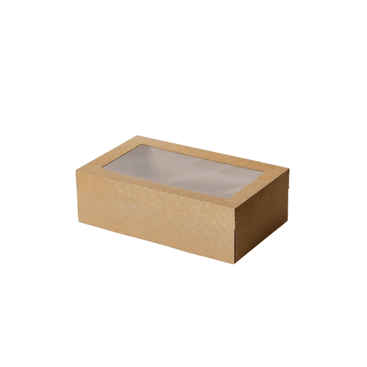 Clear Window Lid for Small Rectangle Kraft Catering Tray (Carton of 100) - TEM IMPORTS™