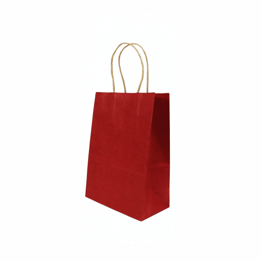 Extra Small Maroon Red Twisted Handle Paper Bag (Carton of 250) - TEM IMPORTS™