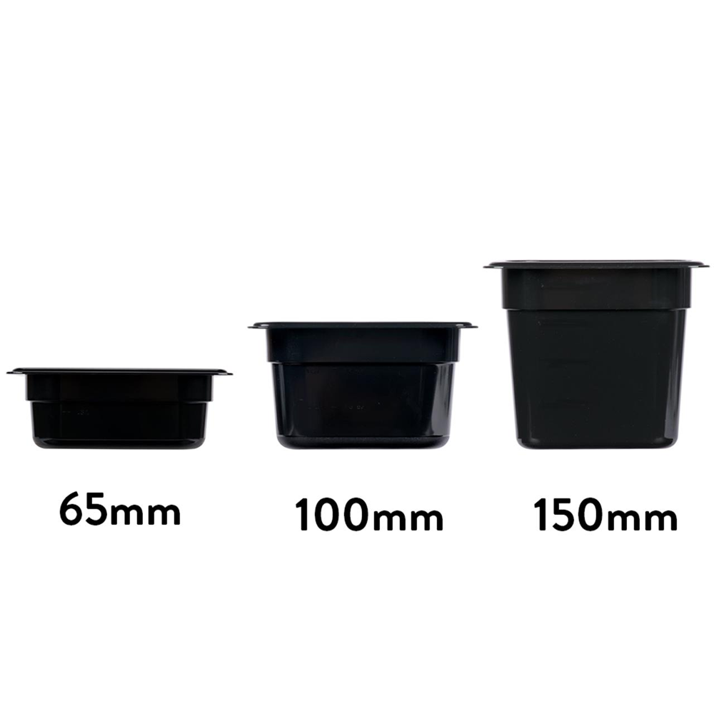 1/2 Size Steam Pan Polycarbonate Black - 100mm