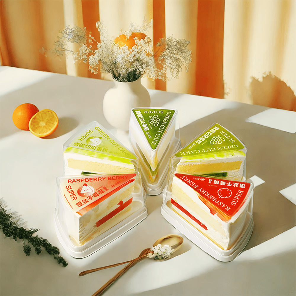 Individual Medium White High Triangle Slice Cake With Lid - TEM IMPORTS™