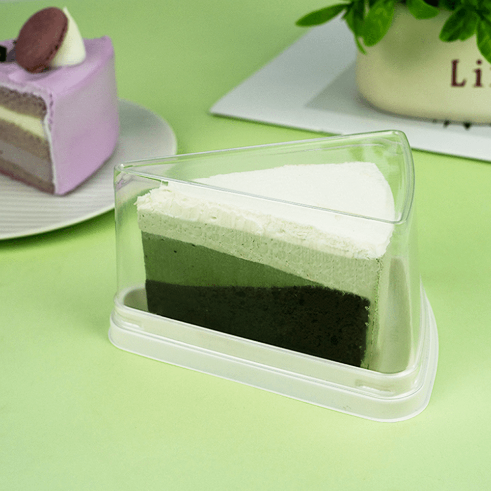 Individual Medium White High Triangle Slice Cake With Lid - TEM IMPORTS™