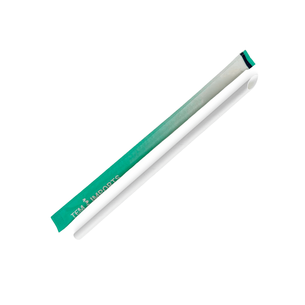 Individually Wrap 6mm Regular White Slant Cut Paper Straw - TEM IMPORTS™