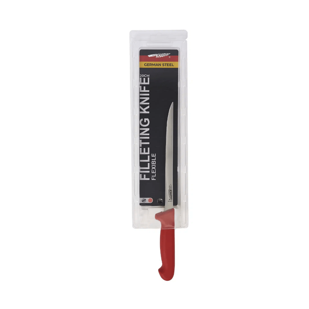 KH Kharve® Filleting Knife Flexible Red 20cm - TEM IMPORTS™