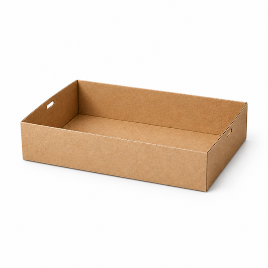 Medium Kraft Corrugated Rectangle Catering Tray - 50/CTN