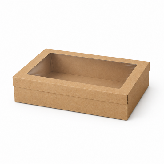 Kraft Rectangle Catering Tray Window Lid - Suit Medium Tray - TEM IMPORTS™