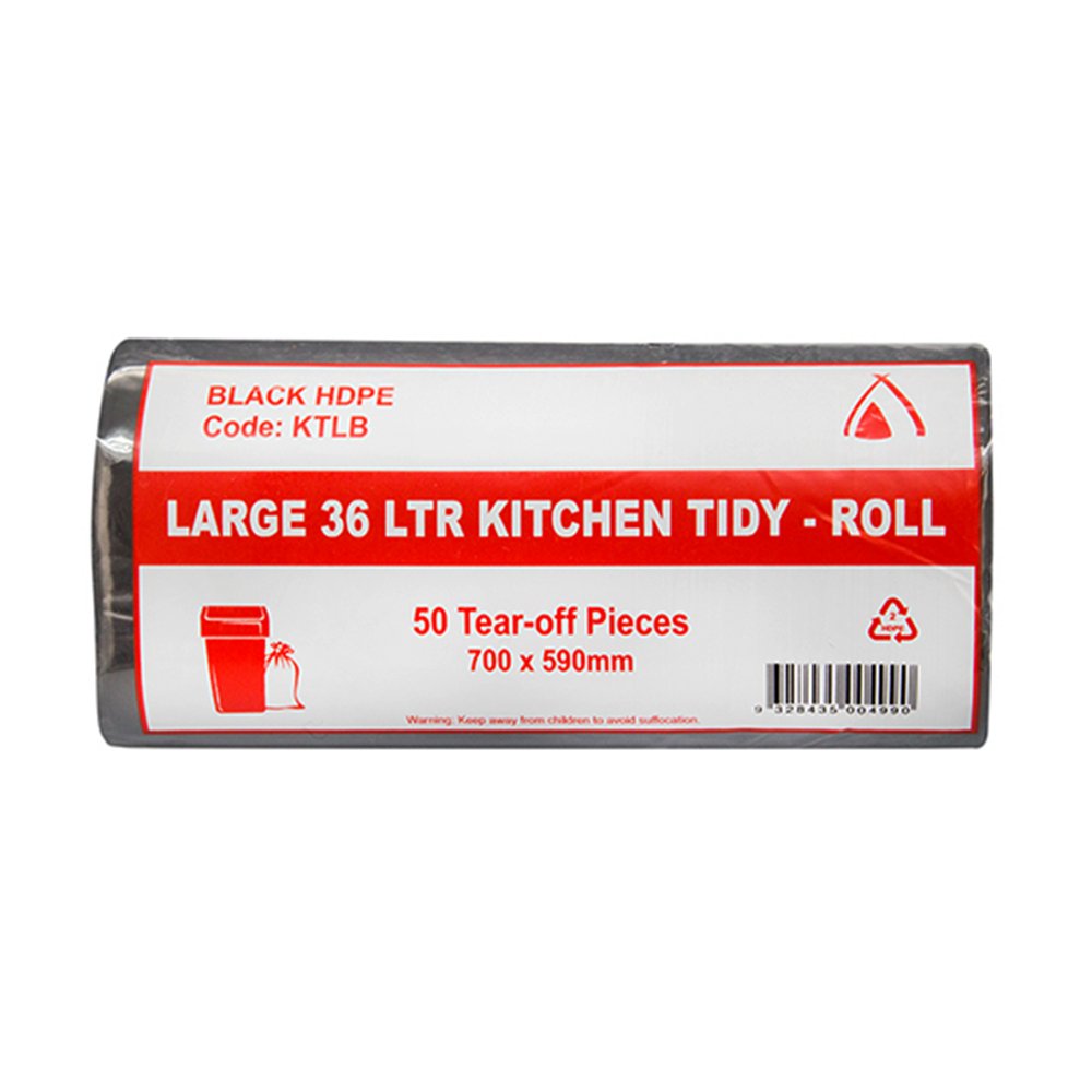 Large 36Ltr Kitchen Office Tidy Bin Liners - Black - TEM IMPORTS™