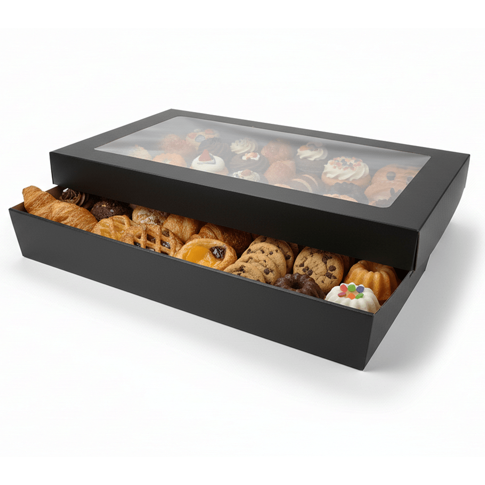 Large Black Corrugated Rectangle Catering Tray - 50/CTN - TEM IMPORTS™