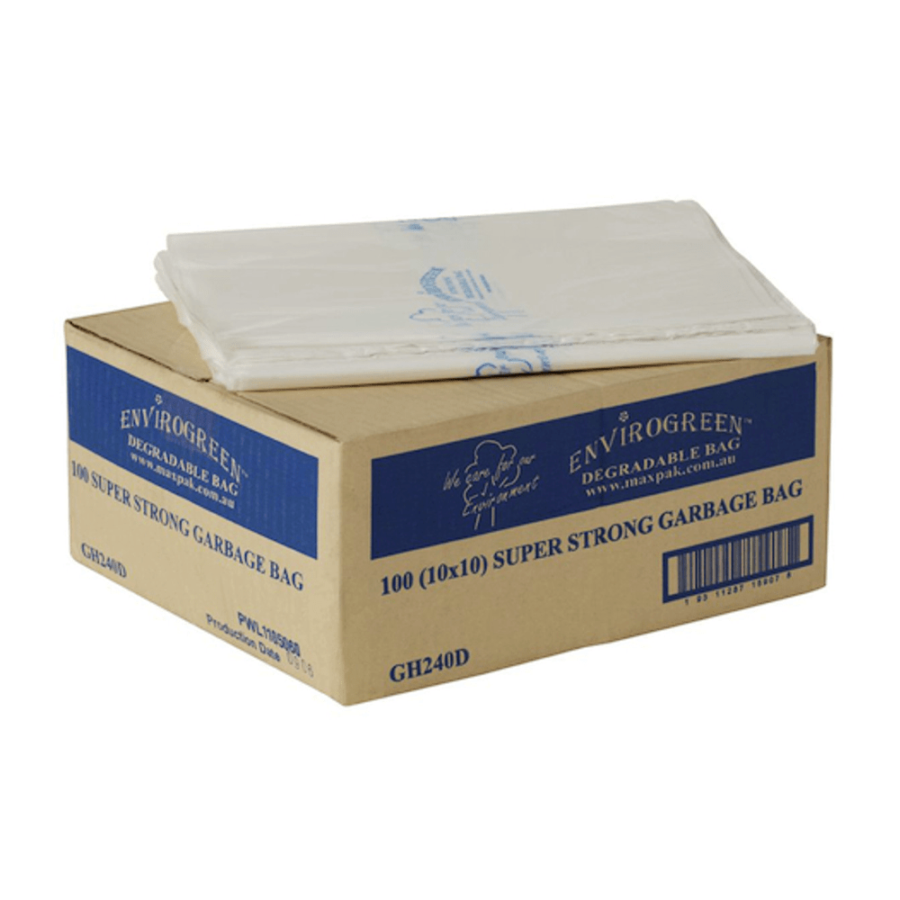 MaxValu Degradable 240L Heavy Duty Bin Liners Clear - 100/CTN - TEM IMPORTS™