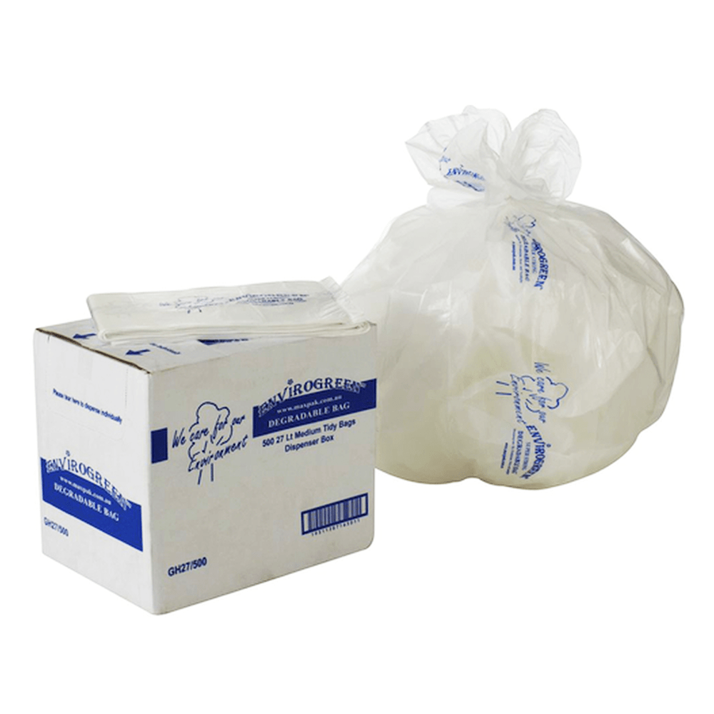 MaxValu Degradable 27L All Purpose Bin Liners Clear - 500/CTN - TEM IMPORTS™