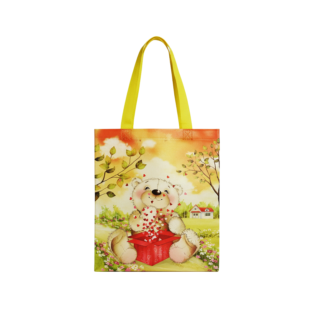 Medium PP Printed Orange Bear Non-Woven Bag - Pack of 10