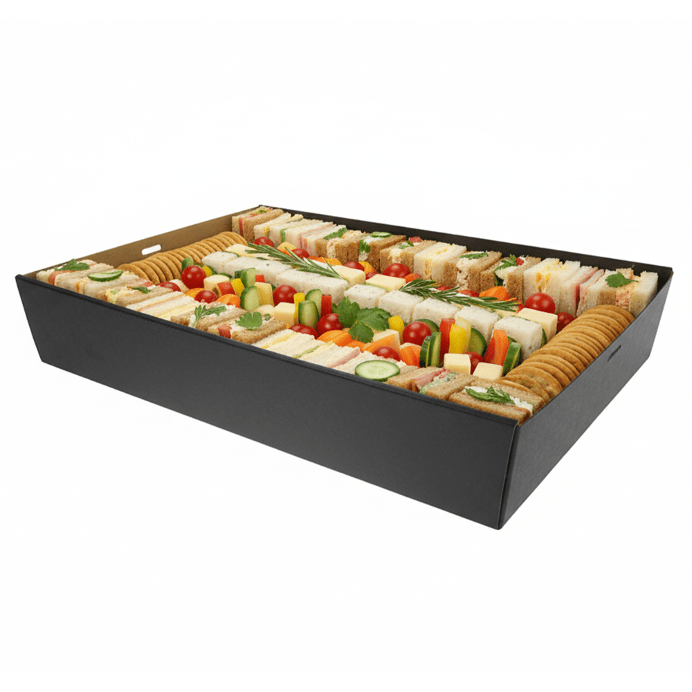 Medium Plus Black Corrugated Rectangle Catering Tray - 50/CTN - TEM IMPORTS™