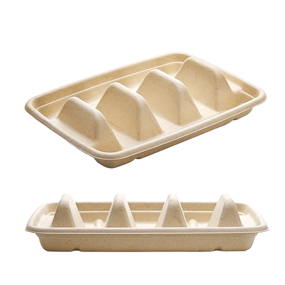 Natural Sugarcane Taco Holder Tray - 300/CTN - TEM IMPORTS™