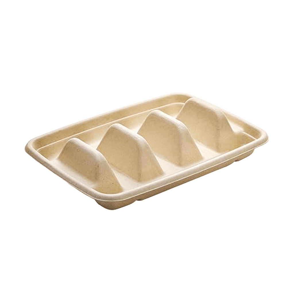 Natural Sugarcane Taco Holder Tray - 300/CTN - TEM IMPORTS™