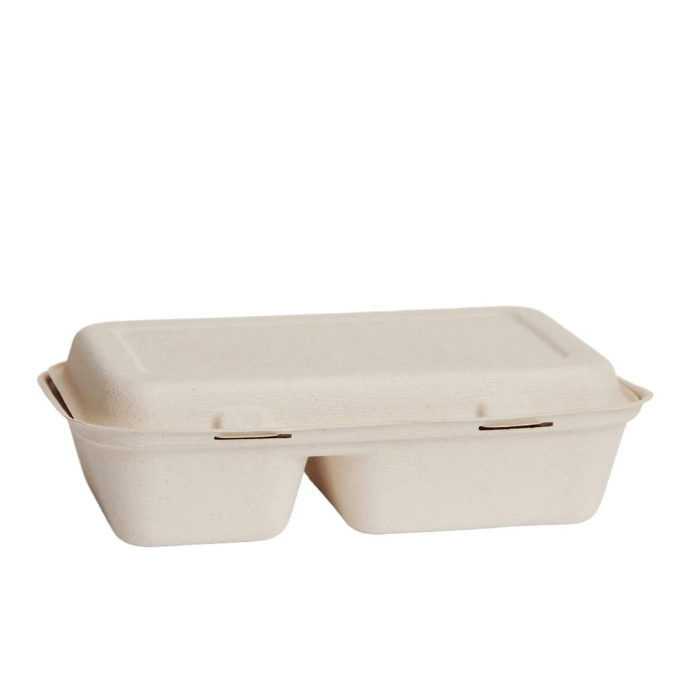 Natural Sugarcane Takeaway Large 2 Comp Snack Pack Food Clam - 250/CTN - TEM IMPORTS™