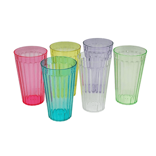 Plastic Water Tumbler Assorted Colour - 6/PKT - TEM IMPORTS™