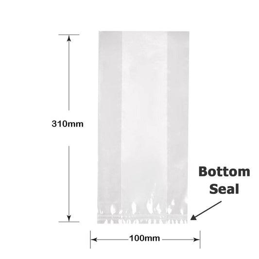 Polypropylene Gusseted Bag - 310mm x 100mm - Clear - TEM IMPORTS™