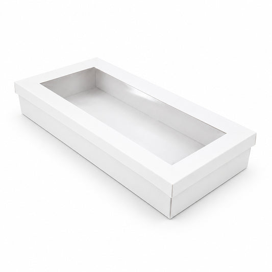 Rectangle White Catering Tray Lid With PET Window - Suit Large Tray - TEM IMPORTS™