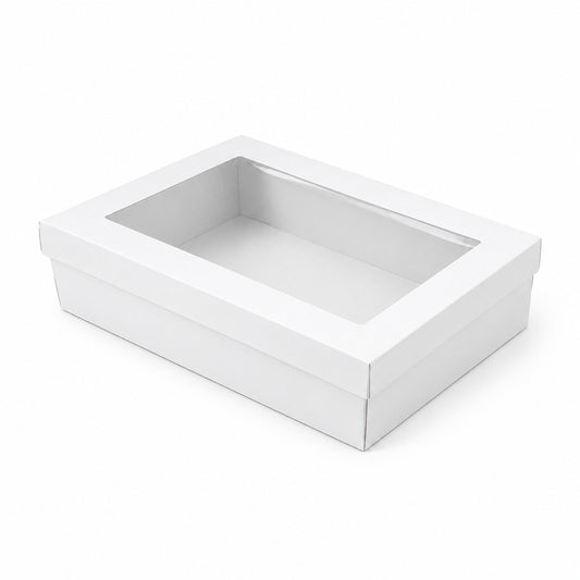 Rectangle White Catering Tray Lid With PET Window - Suit Medium Tray - TEM IMPORTS™