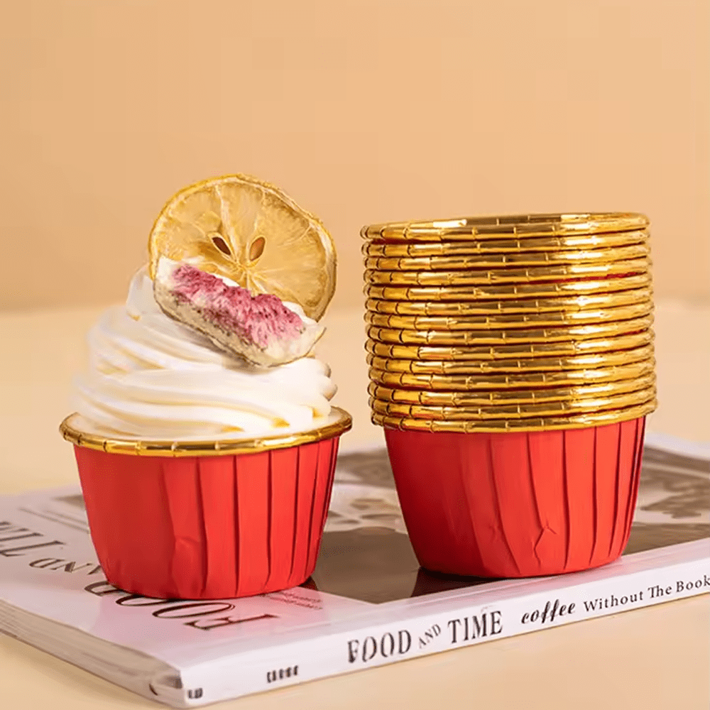 Red And Gold Foil Baking Paper Cup - TEM IMPORTS™